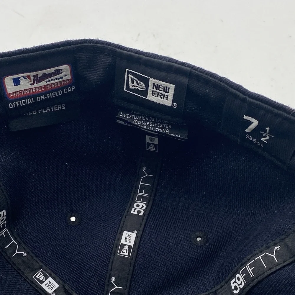 New York Yankees‎ Hat New Era 59Fifty Size 7 1/2 Custom Embroidered Cleaned Blue